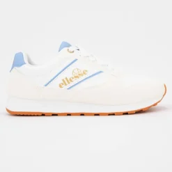 ELLESSE Baskets beige à lacets avec empiècement coloré semelle crantée Femme BLANC