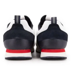 PEPE JEANS Baskets hes à lacets avec bandes bleu touche de rouge marine Homme BLANC Clearance