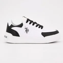 US POLO Baskets blanches basses avec lacets Femme NOIR Hot