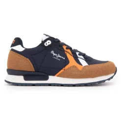 PEPE JEANS Baskets bleu marine player air effet daim camel Enfant BLEU FONCE Online