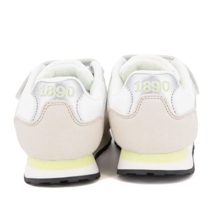 US POLO Baskets colorées à scratch similicuir Enfant BLANC