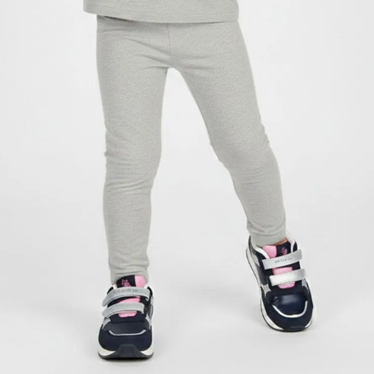 US POLO Baskets colorées à scratch similicuir Enfant BLEU FONCE New