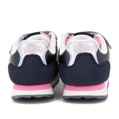 US POLO Baskets colorées à scratch similicuir Enfant BLEU FONCE New