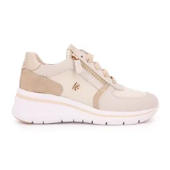 KEYS Baskets compensées cuir nuances de semelle épaisse blanche Femme sportwear BEIGE