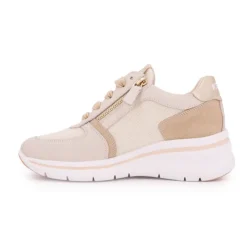 KEYS Baskets compensées cuir nuances de semelle épaisse blanche Femme sportwear BEIGE
