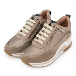 KEYS Baskets cuir compensées semelle contrastée Femme MARRON CLAIR Sale