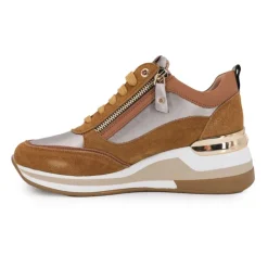 KEYS Baskets cuir compensées semelle contrastée Femme MARRON New