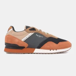 PEPE JEANS Baskets cuir london grade camel lacets beiges Homme MULTICOLORE Outlet