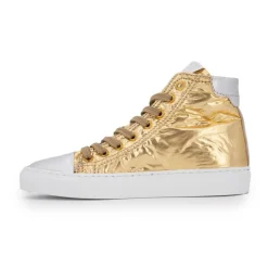 URBAN Baskets cuir montantes et argent Femme OR New