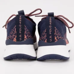 US POLO Baskets de sport souple à motif orange Femme BLEU FONCE Discount