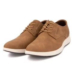 BURTON OF LONDON Baskets de ville à lacets semelle blanche Homme MARRON CLAIR