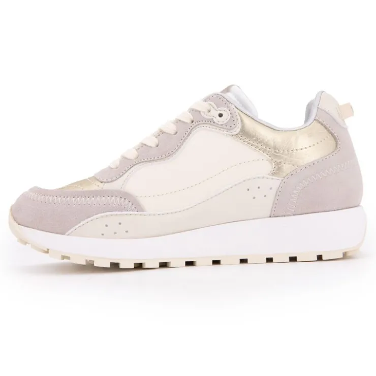 PEPE JEANS Baskets dean gold mauve semelle crantée Femme BLANC Outlet