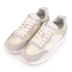 PEPE JEANS Baskets dean gold mauve semelle crantée Femme BLANC Outlet