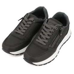 TOM TAILOR Baskets effet daim avec zips semelle blanche Homme NOIR Hot