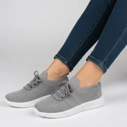 KELARA Baskets en toile à lacets Femme GRIS CLAIR Sale