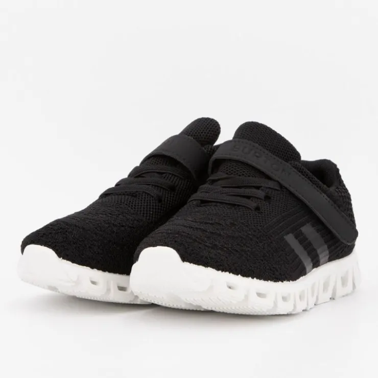 BURTON OF LONDON Baskets en toile à scratch euloge semelle design Enfant NOIR Clearance