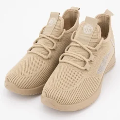 KELARA Baskets en toile couleur unie à lacets semelle épaisse Femme BEIGE Online