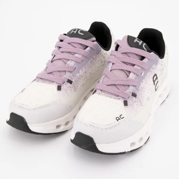 AMERICAN COLLEGE Baskets en toile imprimé avec lacets Femme BLANC ECRU