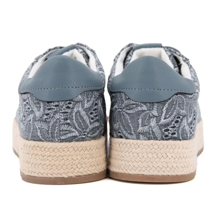 TOM TAILOR Baskets espadrille avec broderie fleurs Femme GRIS Sale