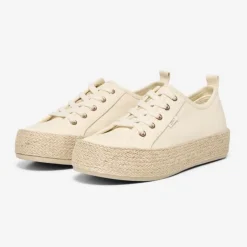 ONLY Baskets espadrilles en toile couleur unie Femme BEIGE Discount