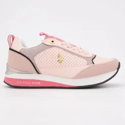US POLO Baskets full semelle épaisse logo gold Femme ROSE New
