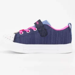 SKECHERS Baskets imprimé à lacets roses strass avec lumière intégrée Enfant BLEU FONCE New