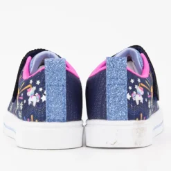 SKECHERS Baskets imprimé à lacets roses strass avec lumière intégrée Enfant BLEU FONCE New