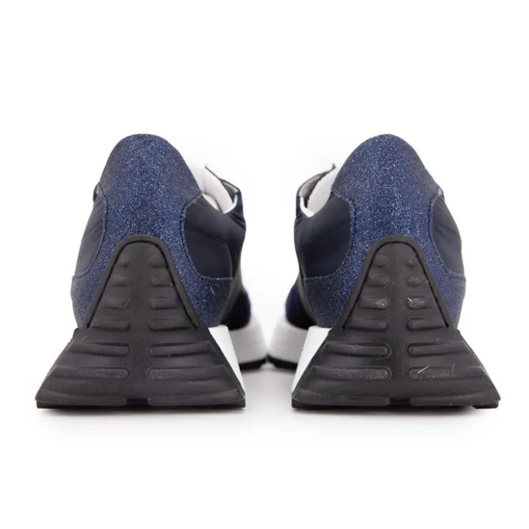 URBAN Baskets jean bleu marine en cuir Femme BLEU FONCE Outlet