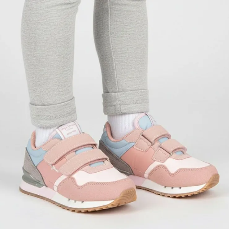 PEPE JEANS Baskets london class à scratch Enfant ROSE CLAIR New