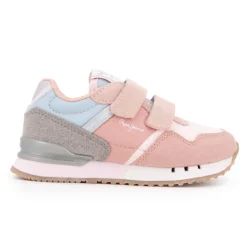 PEPE JEANS Baskets london class à scratch Enfant ROSE CLAIR New