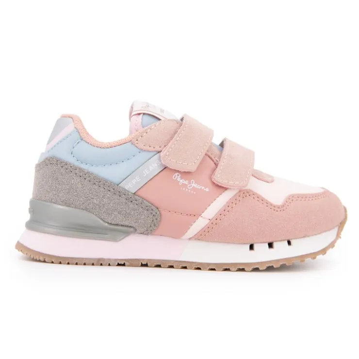 PEPE JEANS Baskets london class à scratch Enfant ROSE CLAIR New