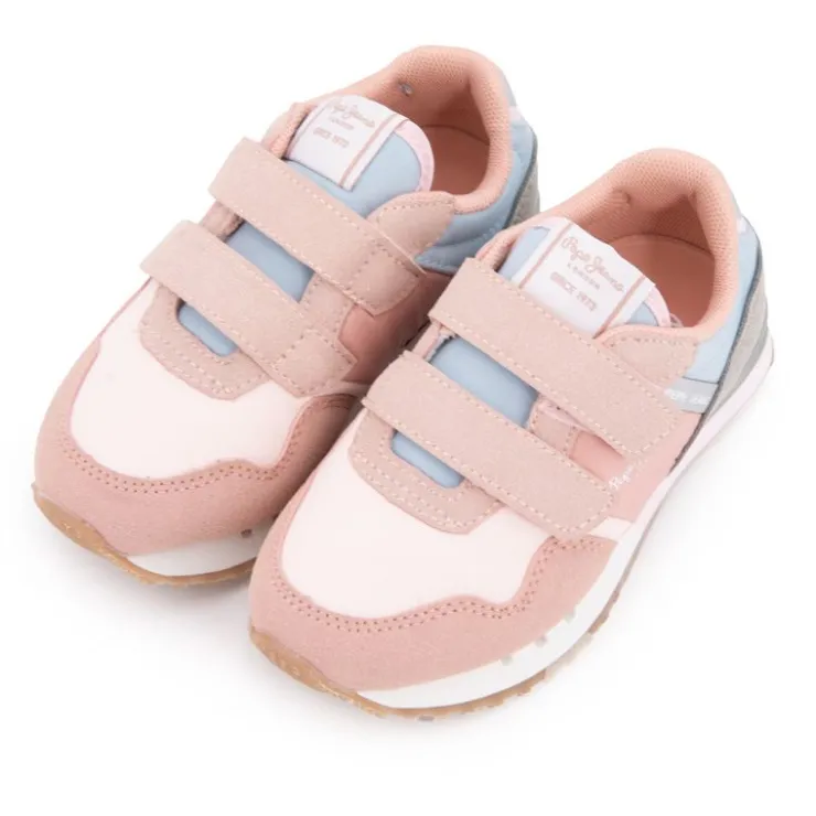 PEPE JEANS Baskets london class à scratch Enfant ROSE CLAIR New