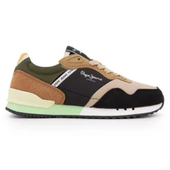 PEPE JEANS Baskets london class b lacets beiges semelle vert pastel Enfant MULTICOLORE