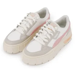 PUMA Baskets Mayze Thrifted en cuir effet daim Femme BLANC New