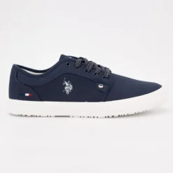 US POLO Baskets mediaval en toile avec lacets à rayures Homme BLEU FONCE