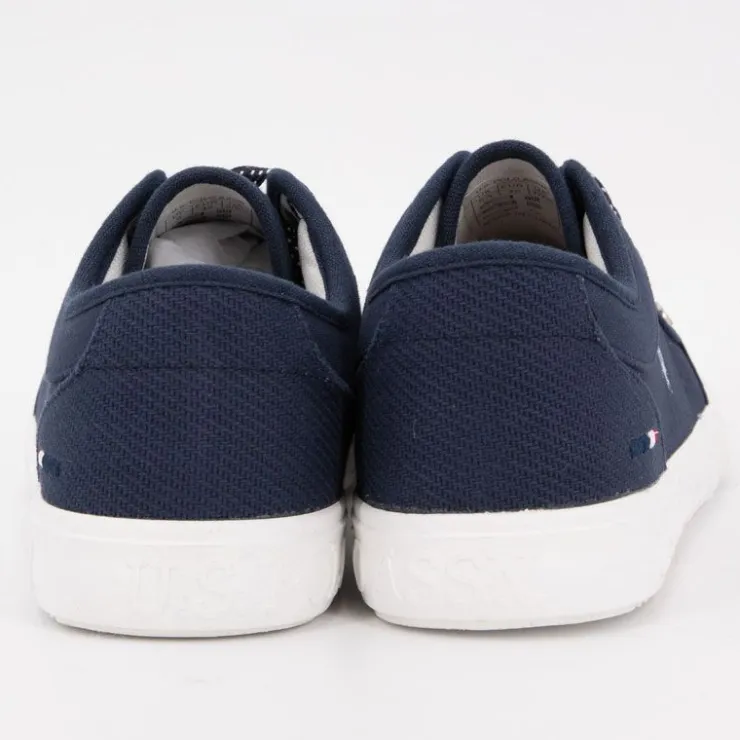 US POLO Baskets mediaval en toile avec lacets à rayures Homme BLEU FONCE