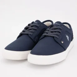 US POLO Baskets mediaval en toile avec lacets à rayures Homme BLEU FONCE