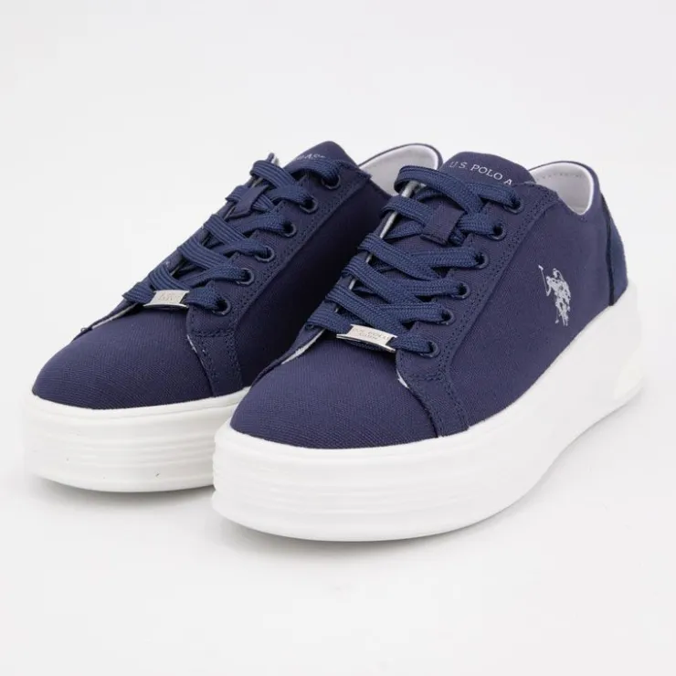 US POLO Baskets mediaval toile blue asuka Femme BLEU FONCE Discount