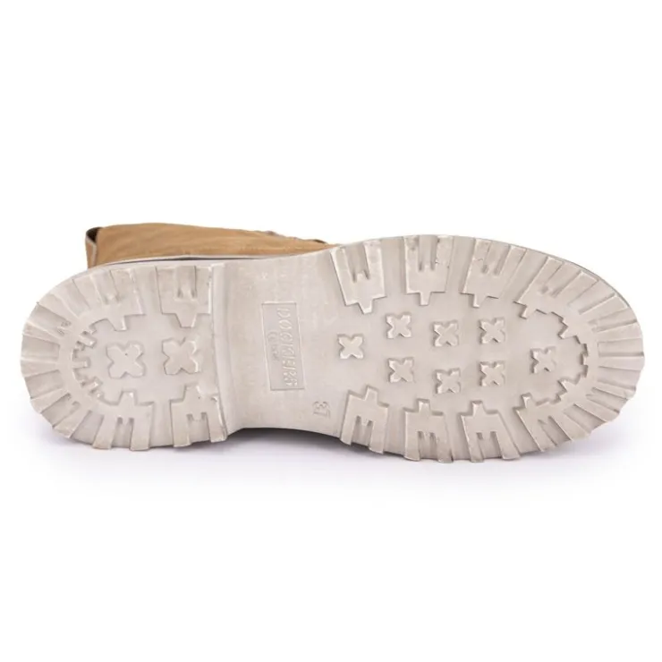 DOCKERS BY GERLI Baskets montantes à lacets zippées semelle crantée blanche usée Femme MARRON Outlet