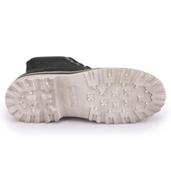 DOCKERS BY GERLI Baskets montantes à lacets zippées semelle crantée blanche usée Femme NOIR New