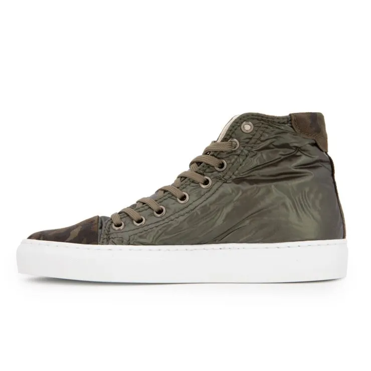 URBAN Baskets montantes argentée et camouflage Femme KAKI Clearance