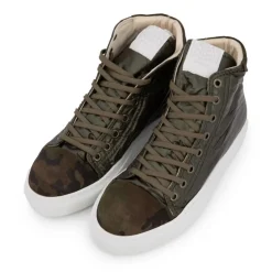 URBAN Baskets montantes argentée et camouflage Femme KAKI Clearance