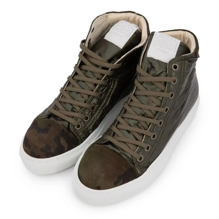 URBAN Baskets montantes argentée et camouflage Femme KAKI Clearance