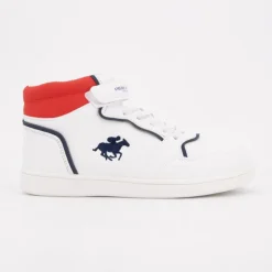 AMERICAN COLLEGE Baskets montantes avec lacets new york cheval brodé coloré Enfant BLANC New