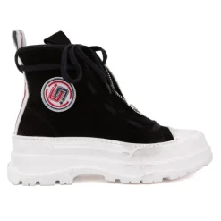 ICECOOL SAINT TROPEZ Baskets montantes cuir semelle épaisse blanc Femme NOIR