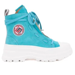 ICECOOL SAINT TROPEZ Baskets montantes cuir semelle épaisse blanc Femme TURQUOISE Outlet