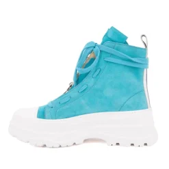 ICECOOL SAINT TROPEZ Baskets montantes cuir semelle épaisse blanc Femme TURQUOISE Outlet