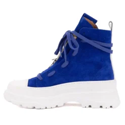 ICECOOL SAINT TROPEZ Baskets montantes cuir semelle épaisse blanc Femme BLEU ROI Outlet