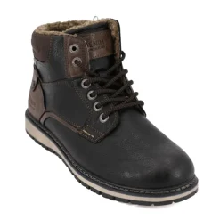 TOM TAILOR Baskets montantes effet vieux cuir doublées de fourrure Homme NOIR Clearance