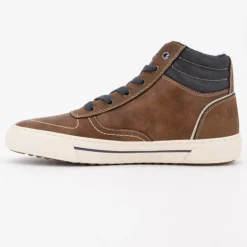 MUSTANG Baskets montantes s zippées à lacets bleu marine Homme MARRON Outlet